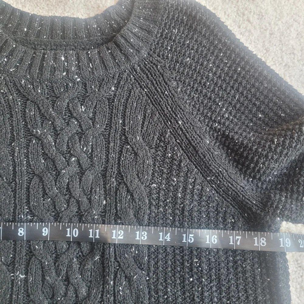 American Eagle Women's Cable Knit Sweater Speckled Black Size M